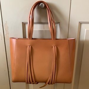 Brand NEW Tan Mansur Gavriel Fringe Tote w Zipper